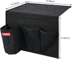 Linen 4 Pockets Bedside Caddy, Bedside Storage Organizer with Water Bottle Holder for Magazine, Remotes, Phone (Black)