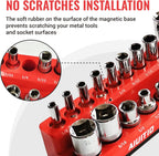 6-Piece Magnetic Socket Organizer Set, Magnetic Socket Holder Includes 1/4", 3/8", 1/2" Drive Metric SAE Socket Trays,Holds Standard and Deep Sockets (6-Piece Magnetic Socket Organizer)