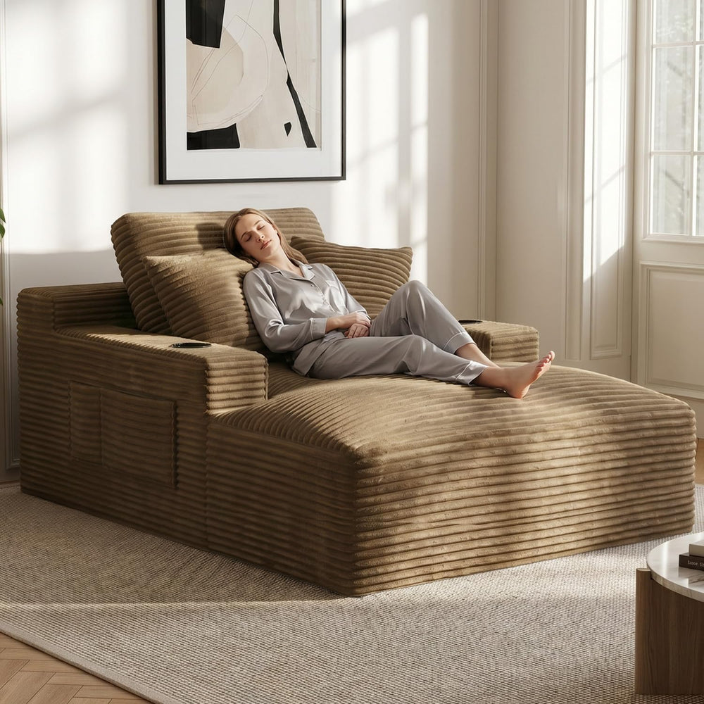 50"W x 76"D Oversized Chaise Lounge Chair Indoor Floor Reading Chai...