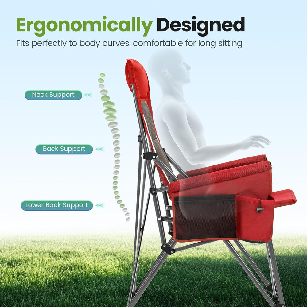HIGH POINT SPORTS Oversized Folding Camping Chairs for Adults, High Backrest ...
