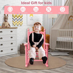 Kids Rocking Chair, Design Support Ages 3-6 for Outdoor, Pink | Solid Wood Toddler Baby Rocker, High Backrest & Rounded Armrests and Ergonomic, Living Room or Reading Room Use