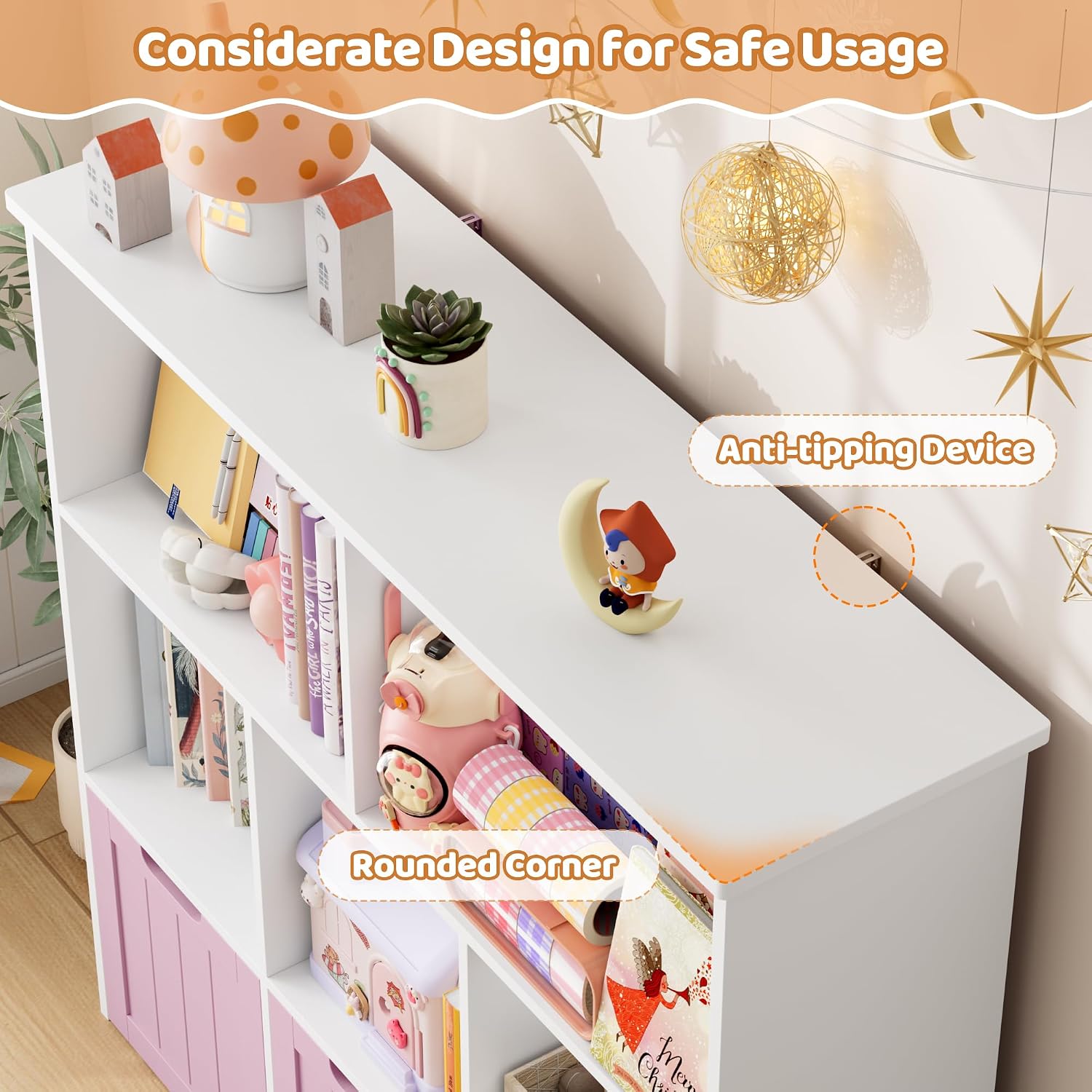 FOTOSOK Toy Storage Organizer with Movable Drawers, Toy Organizer for Kids | Toy Organizer with Hidden Wheels, Toy Storage and Stuffed Animal Storage for Playroom, Cube Storage Organizer, Pink