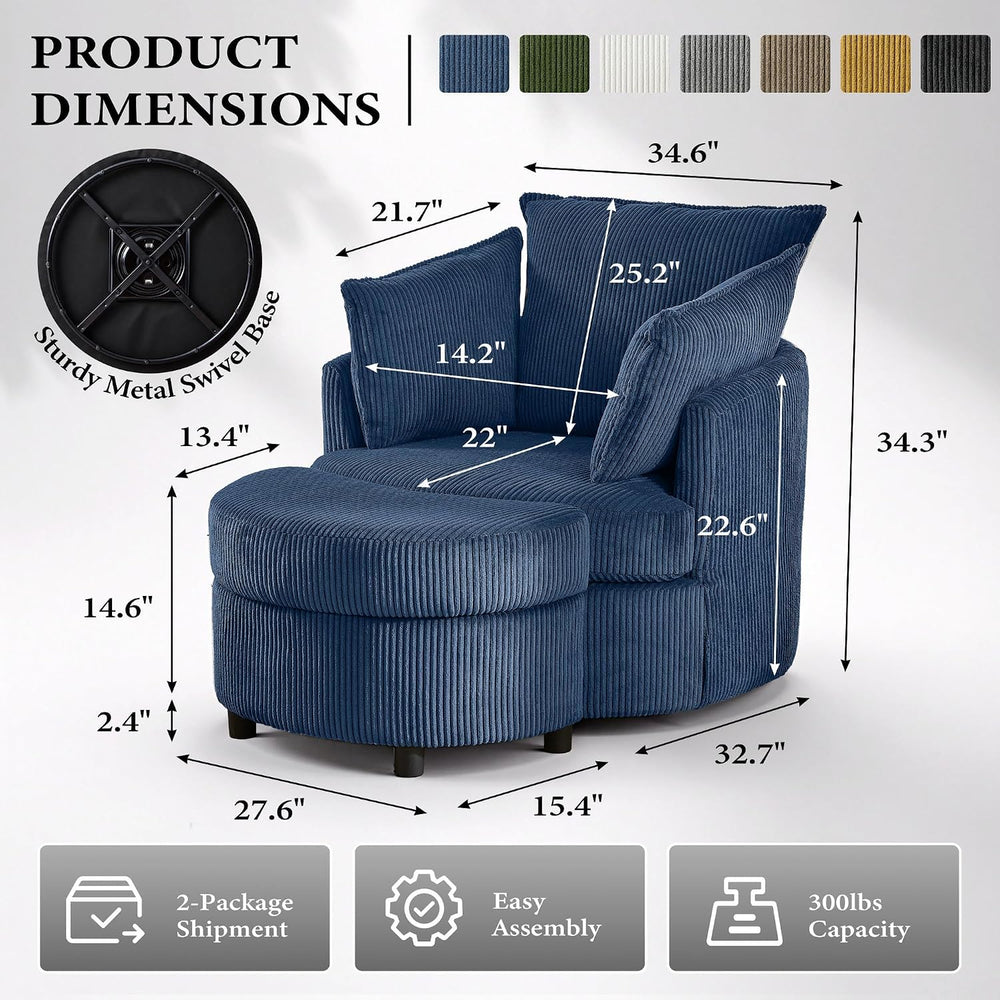 Vanity Accent Chair Swivel Living Room Chairs Curve Back Reading Chair with A...