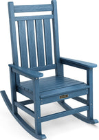 SERWALL HDPE Outdoor Rocking Chair, HDPE Rocking Chair for Adult, Blue