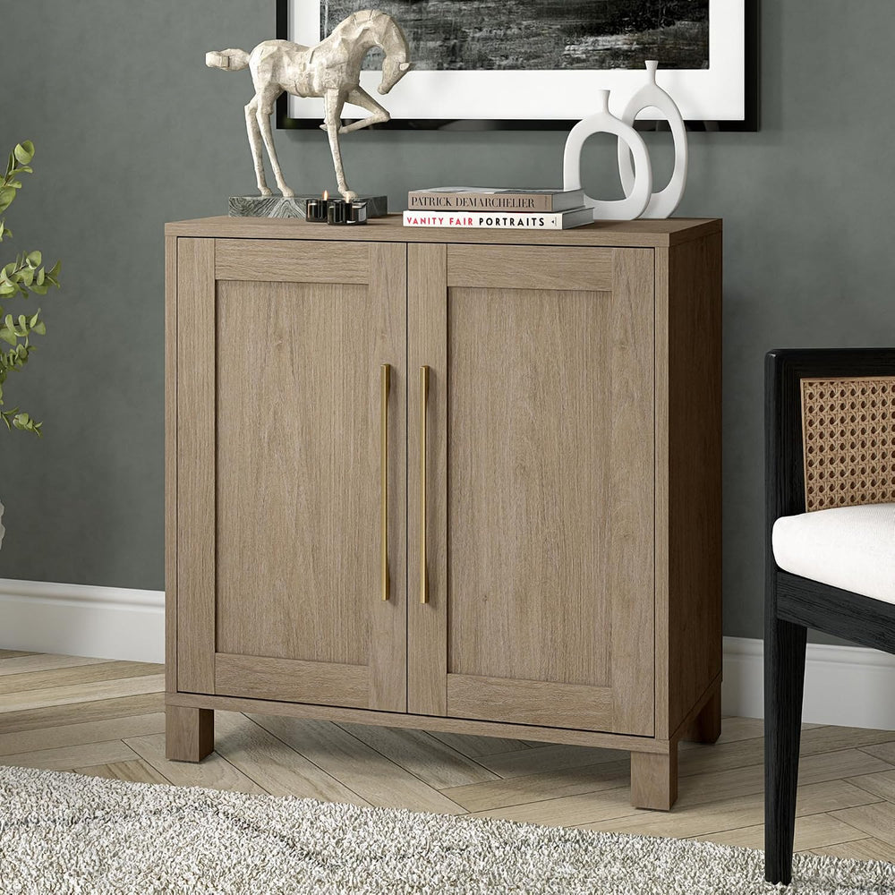 Henn&Hart 28" Accent Cabinet, Sideboard Buffet, Weathered Gray