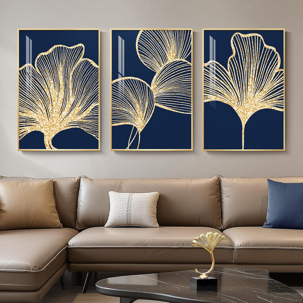 Large Framed Modern Luxury Wall Art for Living Room, 3 Piece 24x36 In