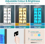 Lvifur 65" LED Display Cabinet with Lights for Living Room, 5 Tier Bookcase with Adjustable Shelves for Office, Tall Storage Cabinet with Human Body Induction for Collectibles (White)