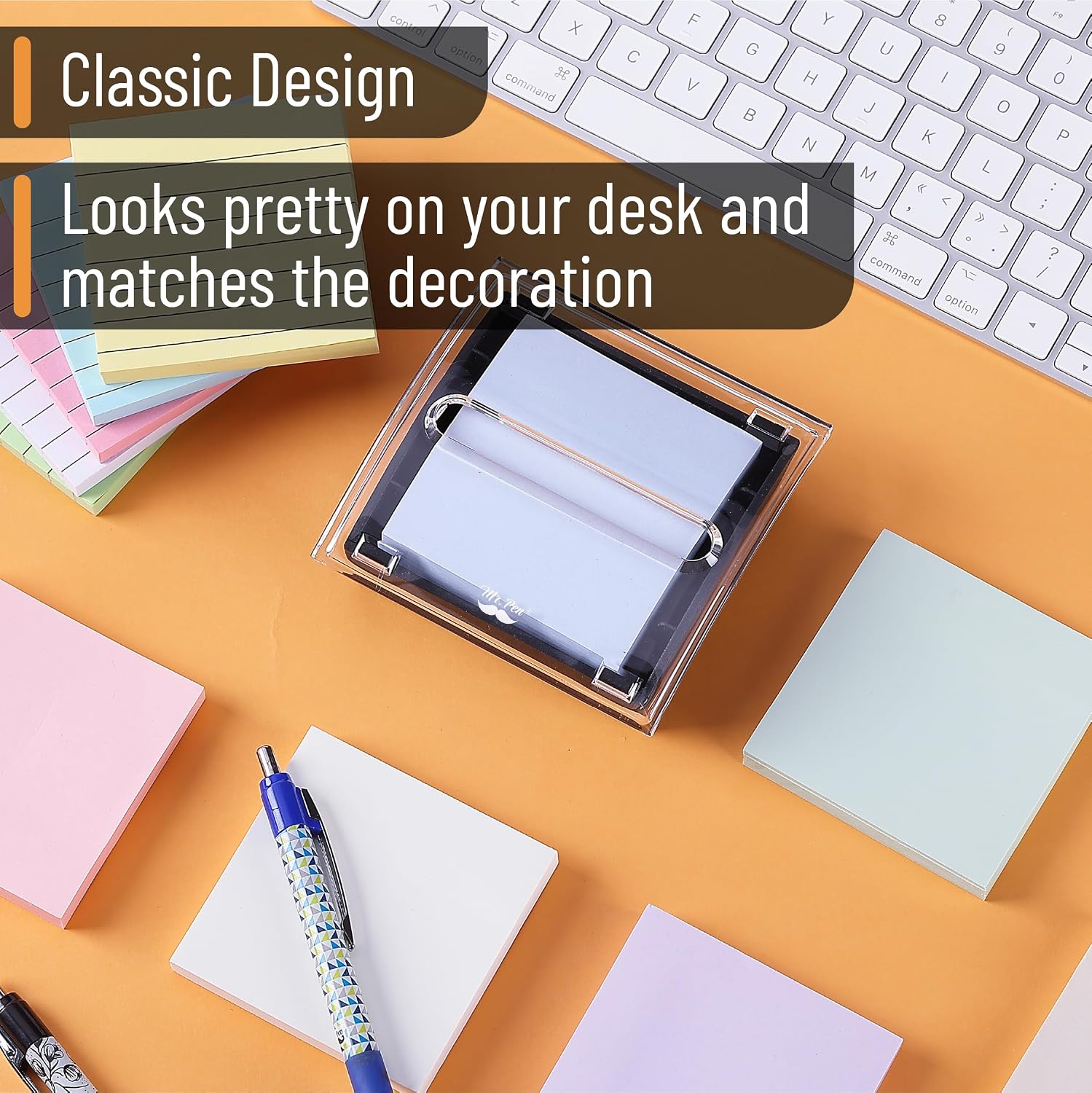 Mr. Pen Pop Up Sticky Note Dispenser, 3" x 3", Black, Sticky Note Dispenser, Sticky Note Holder for Desk, Clear Top