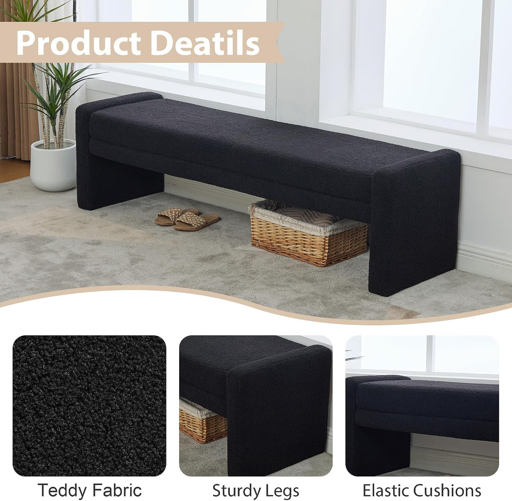 Chifee & Vingol 66.9" W Modern Living Room Bench Upholstered Bedroom...