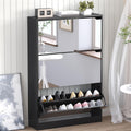 Shoe Cabinet with 3-Flip Mirror Drawers, Freestanding Shoe Rack Organizer with Hidden Handle, Slim Narrow Shoe Storage Cabinet for Entryway, Entrance, Hallway, Bedroom