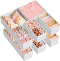 SONGMICS Drawer Organizer,Dresser Drawer Organizers, Set of 12, Foldable Fabric Storage Bins for Socks, Underwear, Bras, Ties, Scarves, Cloud White URDZ006W02
