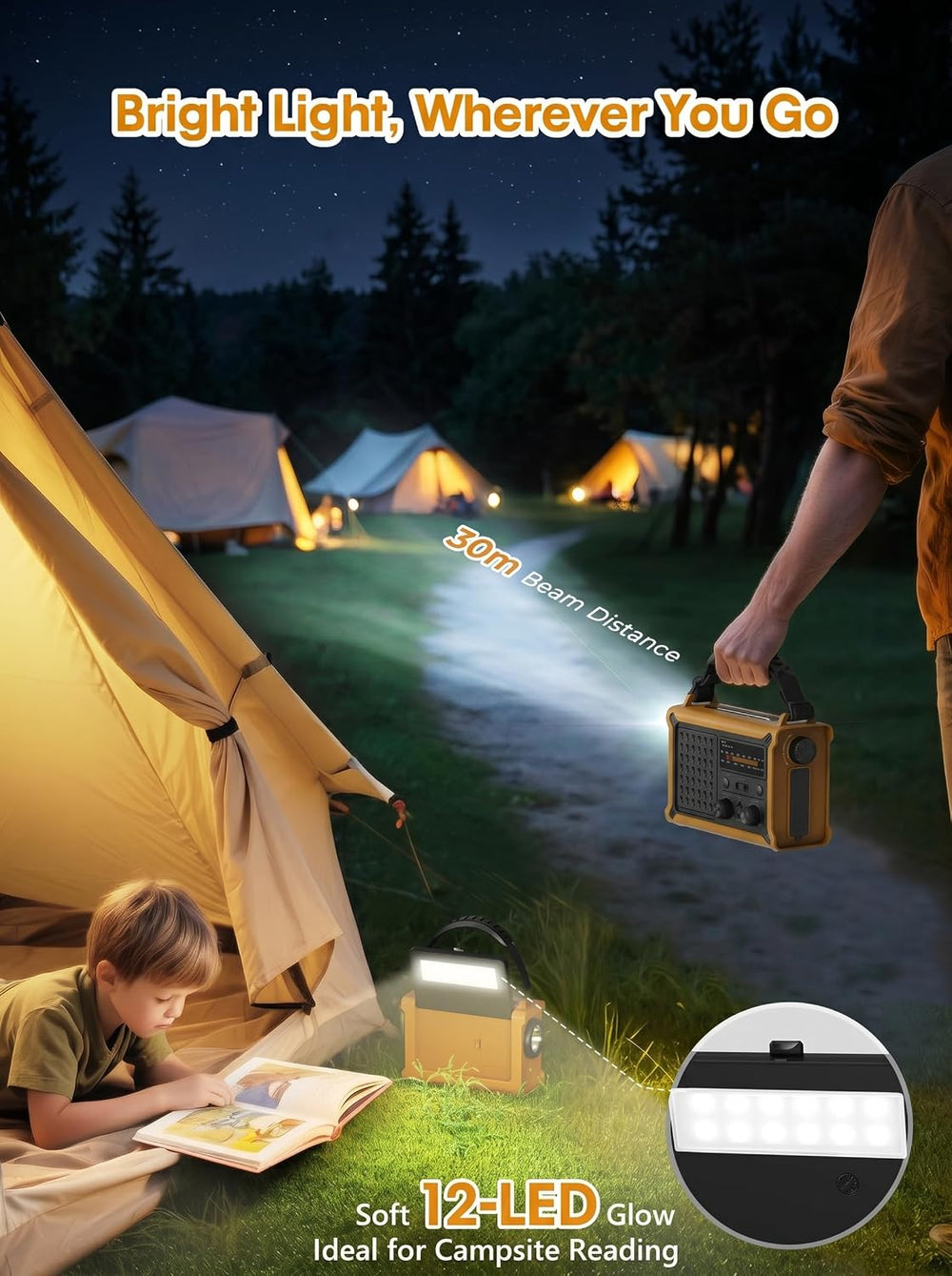Raynic 12000mAh Emergency Radio, AM/FM/NOAA Hand Crank Radio with High-Effici...