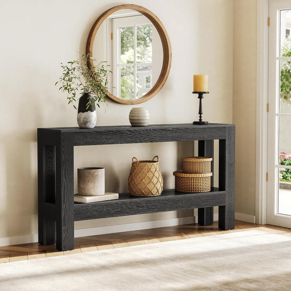 LITTLE TREE 63-Inch Black Console Table for Entryway, Narrow Long Wooden Entr...