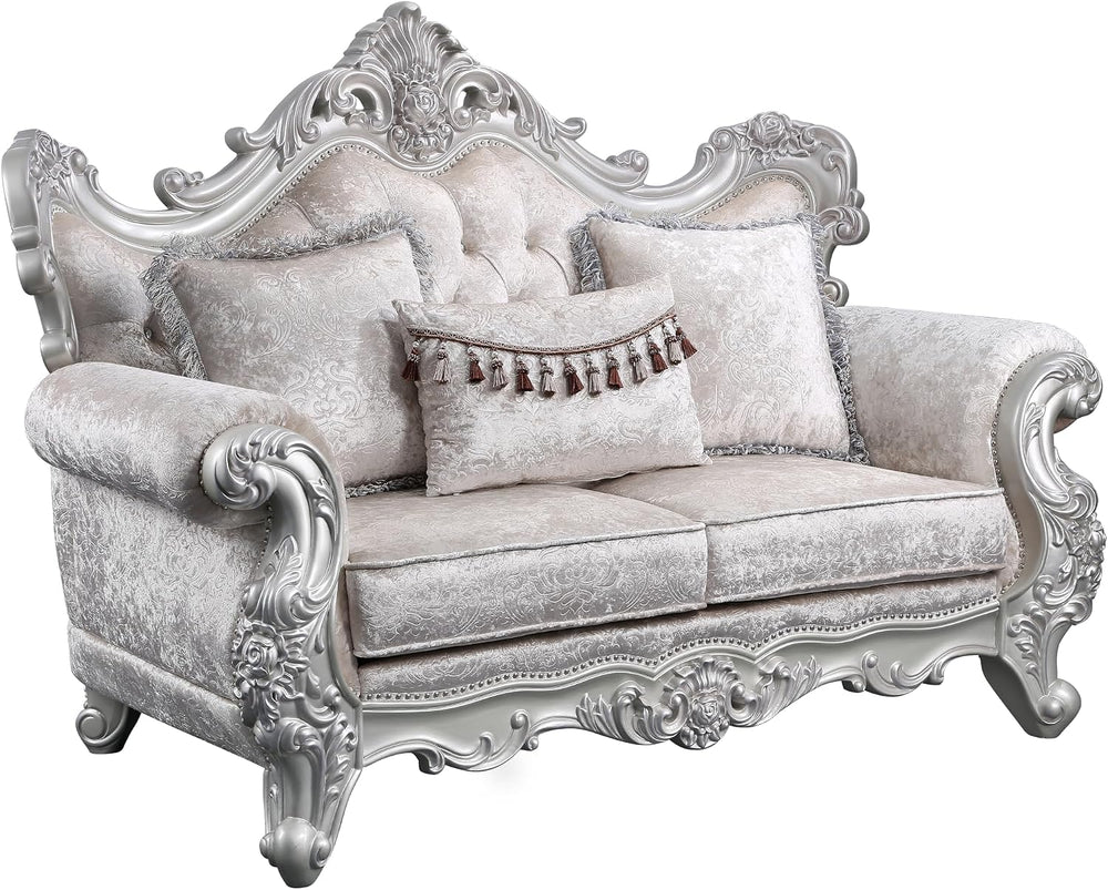 2Pc Living Room Set in with Silver Brush