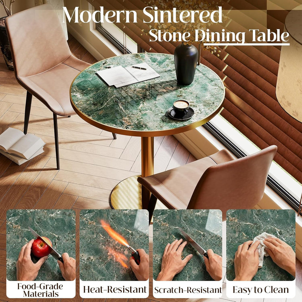 31.5" Tulip Table, Small Modern Round Dining Table for 2-4, Sintered Sto...