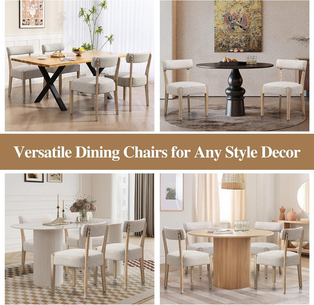 ZJhome Dining Chairs Set of 4,Mid Century Modern Dining Chair Set - Linen Uph...