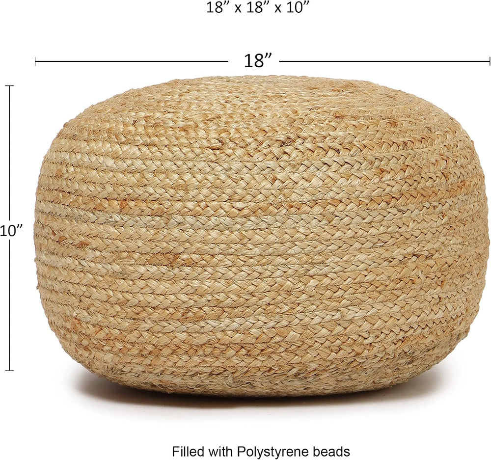 · REDEARTH · Jute Circular Low Pouf Ottoman - Boho Foot Stool - Natural | Jut...