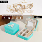 Birthday Gifts For Women - Initial Jewelry Box, Travel Jewelry Case, Small Travel Organizer, Graduation & Bridesmaid Gifts