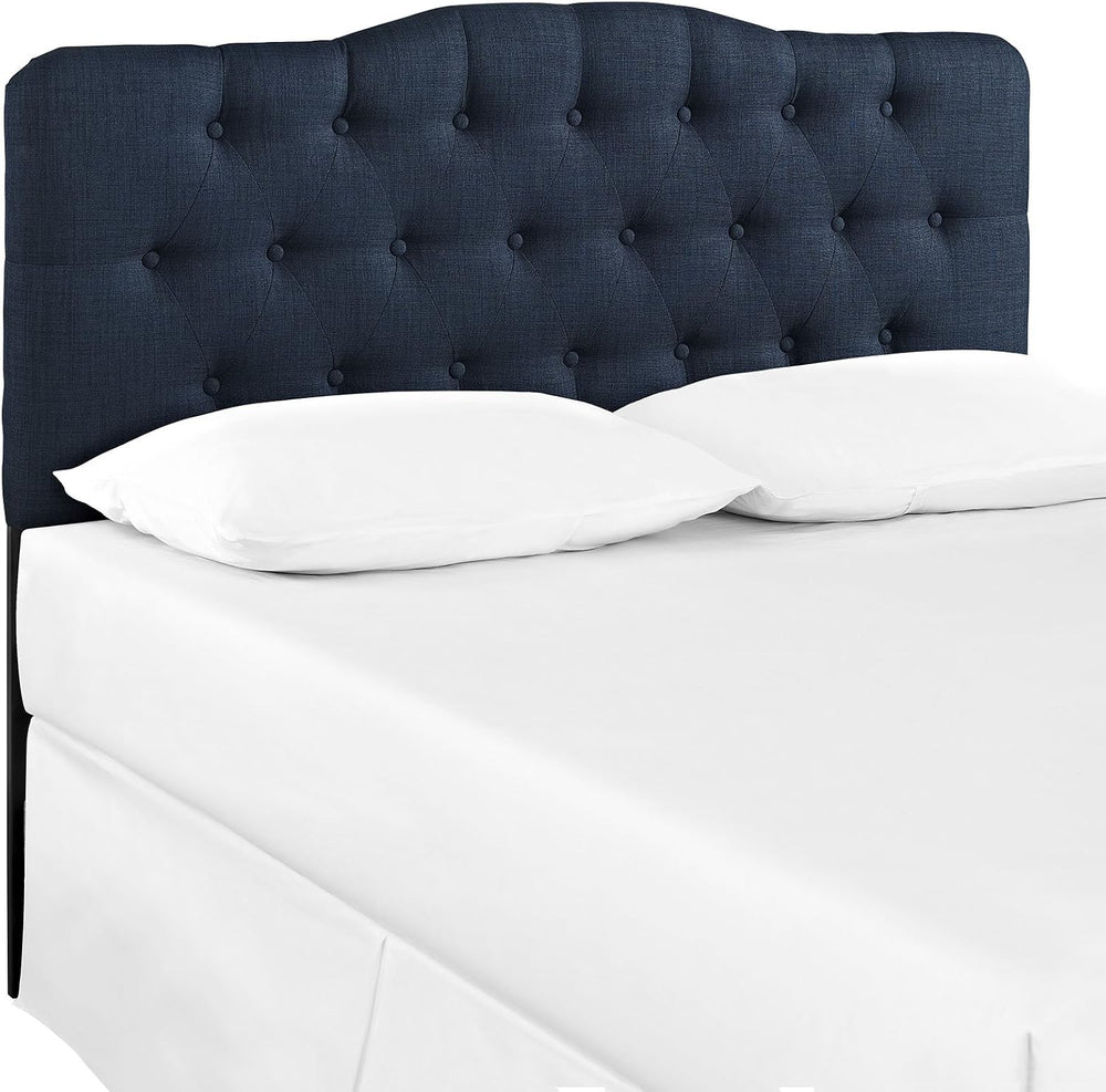 Modern Contemporary Queen Size Fabric Headboard, Blue, Fabric