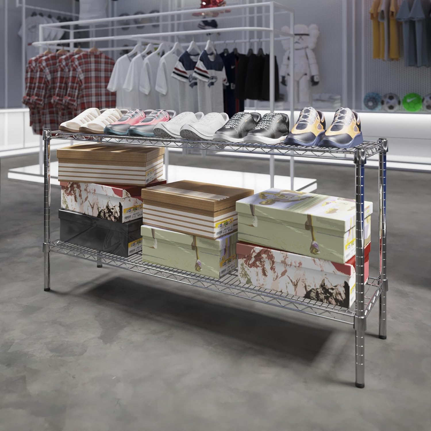 14" Deep x 54" Wide x 27" Height Wire Shelving Kit | 2-Tier | NSF Commercial Storage Rack Unit