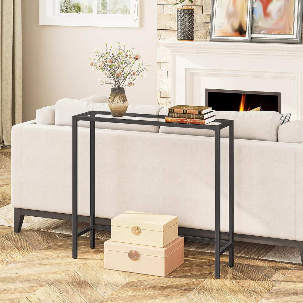 HOOBRO 29.5" Narrow Console Table, Modern Sofa Table Behind Couch Table ...