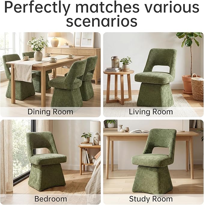 VKNOW Upholstered Swivel Dining Chairs Set of 2, Modern Dining Room Chairs wi...