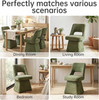 VKNOW Upholstered Swivel Dining Chairs Set of 2, Modern Dining Room Chairs with Open Back, Chenille Fabric Kitchen Chairs for Dining Room, Living Room, Bedroom, Vanity, Green