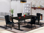 East West Furniture LGDA5-BLK-24 5 Piece Kitchen Table Set Contains a Rectangle Dining Table with Butterfly Leaf and 4 Polyester Fabric Upholstered Chairs, 42x84 Inch, Black