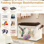 32L Large Storage Bins with Handles, Basket Organizer for Shelves, Closet, Books, Laundry & Home Decor (Hummingbird Flower)