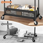 Clothes Rack, Double Rod Clothing Rack with Storage Bag & Sturdy Wheels, Metal Garment Rack for Closet Organizers and Storage, 43.3" W×17.7" D×63" H