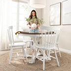 Bush Furniture Round Dining Table, 45 inch Trestle Design, Modern Transitional, West End Collection, Dark Brown and White