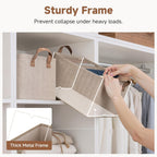 StorageWorks Storage Bins, Fabric Storage Bins for Shelves, Storage Baskets with Metal Frame, Closet Baskets and Bins with Handles, Brown and Beige, 2-Pack