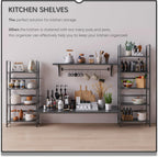 4NM No Assembly Folding Bookshelf Storage Shelves 4 Tiers Vintage Bookcase Standing Racks Study Organizer Home Office (All Black)