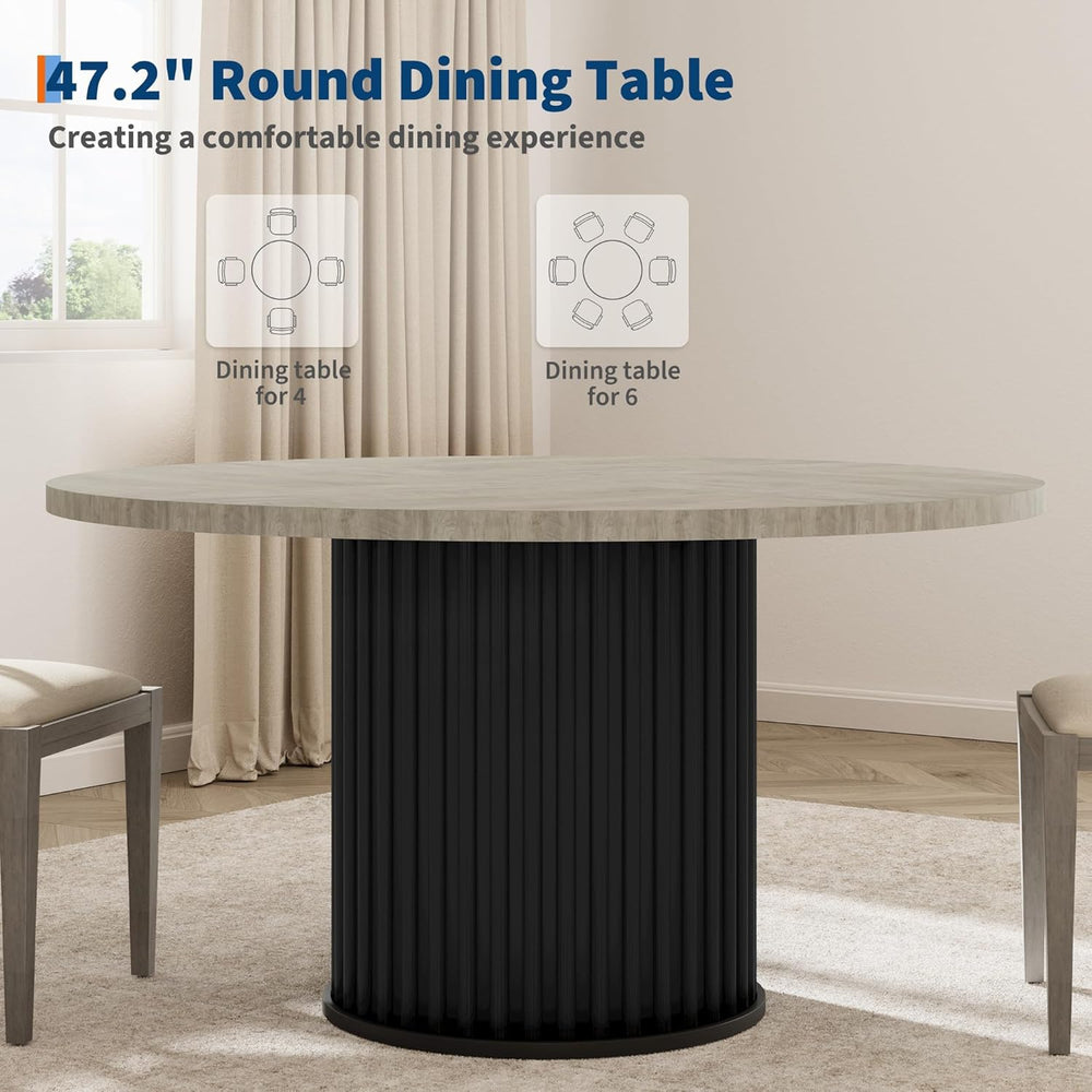 GarveeHome 47" Round Dining Table for 4-6 People, Dining Room Table with...
