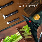 Personalized Premium Full Grain Leather Chef Knife Roll, 17L x 14W Inches Knife Storage Travel Case, Professional Custom Monogram Embossed Chef Knife Case - Holds 4 Chef Knives