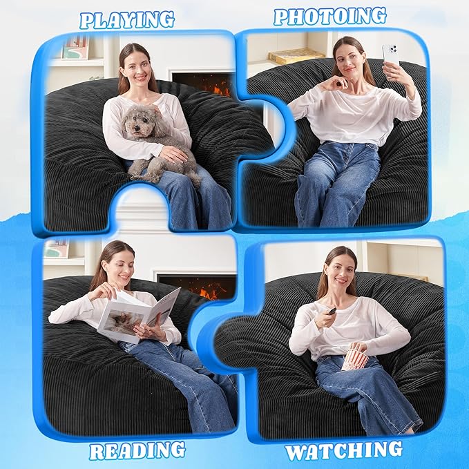 HABUTWAY 3FT Bean Bag Chair,Giant Bean Bag Chairs for Adults,Big Bean Bags wi...
