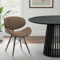 Armen Living Cassie Mid-Century Dining Chair with Vintage Dark Brown Faux Leather and Espresso Oak Finish