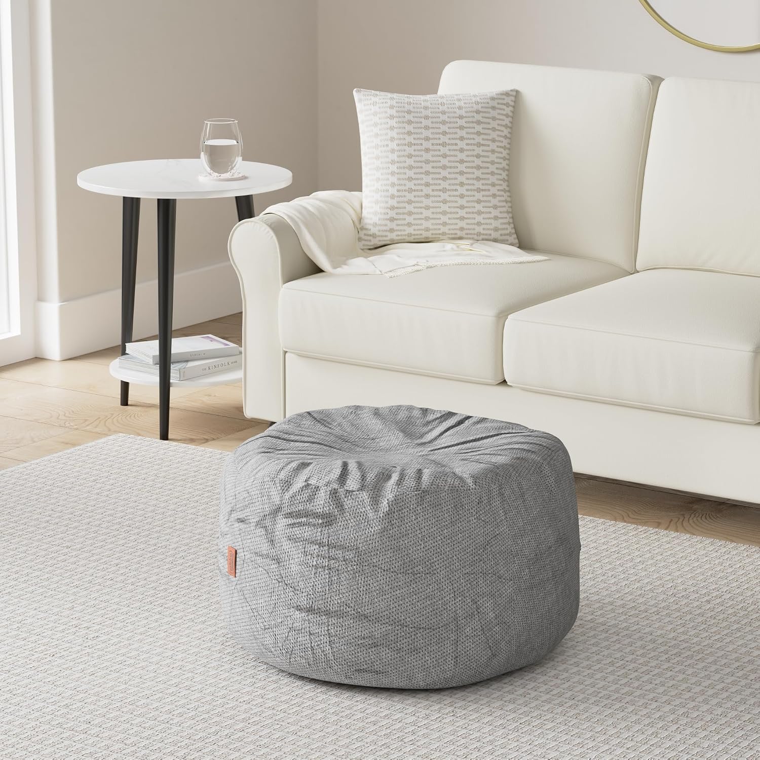 CordaRoy's Chenille Bean Bag Pouf Footstool, Charcoal