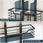Consumest 6-Tier Hair Tool Organizer - Hair Dryer Holder Over The Door/Wall Mounted DIY Adjustable Shelf Bathroom Door Organizer with Hook for Curling Iron/Blow Dryer/Straightener Black
