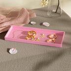 Vanity and Bathroom Tray, 11.8" ABS Countertop Organizer,Waterproof Vanity Tray for Toilet Tank,Perfume,Soap,Keys,Bathroom Accessories,Kitchen and Bath Trays,Non Slip Small Trays,Pink