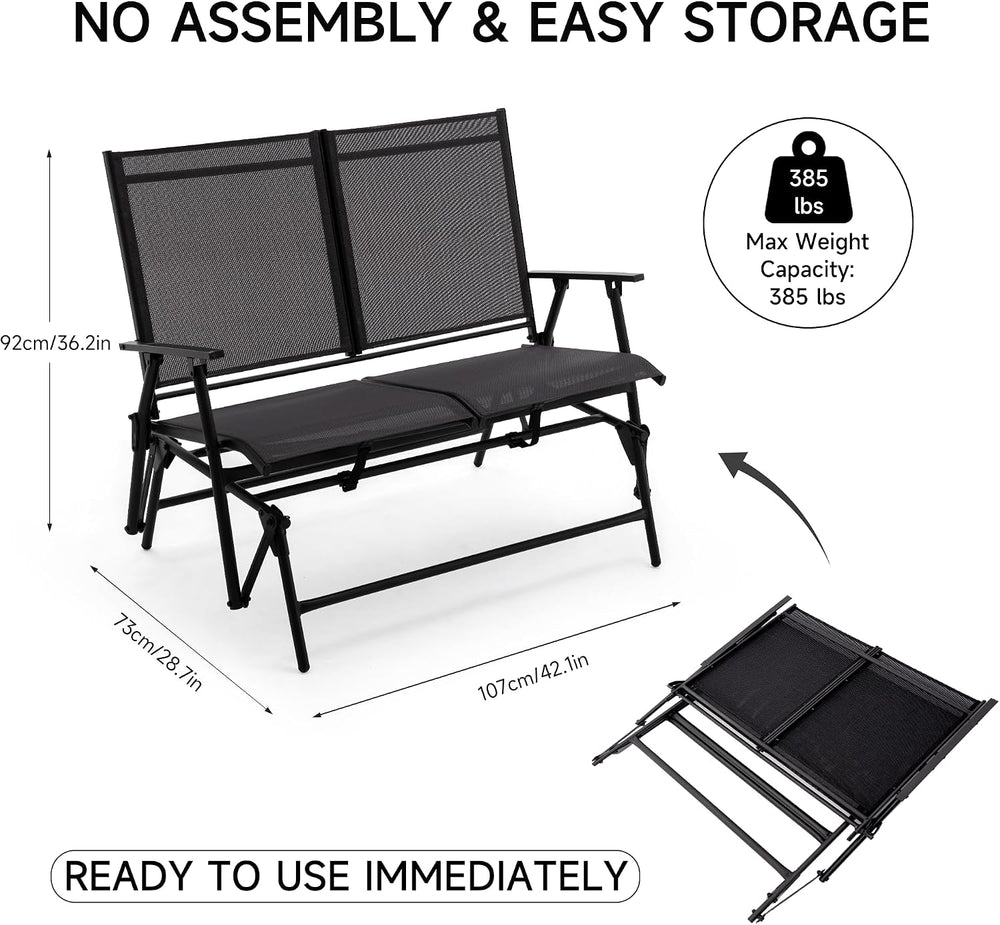 Zedachica 2-Person Outdoor Glider Bench No Assembly Required, Glider Loveseat...
