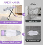 APEXCHASER Ironing Board with Iron Rest, Compact and Space Saver Iron Board, Extra Thick Cover, Height Adjustable, Wall Mount & Closet Hanger 13x43 Grey