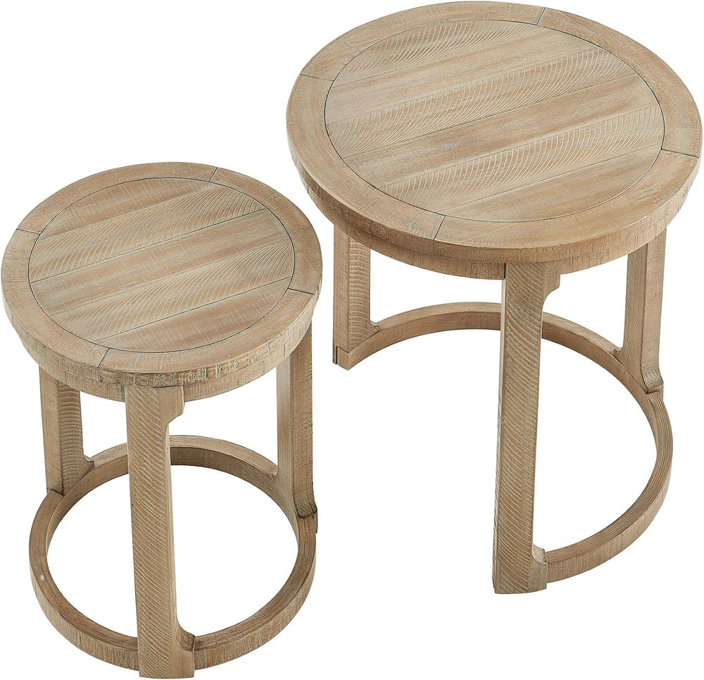 WILLIAMSPACE 24" Round Nesting Coffee Table Set of 2, Solid Wood Coffee ...