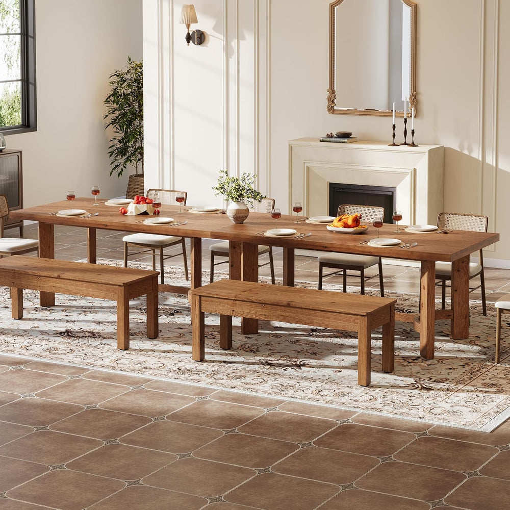63" Solid Wood Dining Table for 4-6, Farmhouse Rectangle Kitchen Table w...