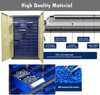 INTSUPERMAI Parts Cabinet 48 Drawers with Door Component Storage Parts Drawers Cabinet Tool for Screws, Nails, Beads,Nuts Blue Drawers
