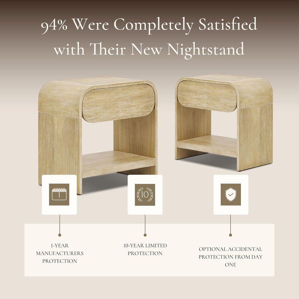 Poly & BARK Aledo 22” Nightstand – Solid and Veneered Wood Construction w...