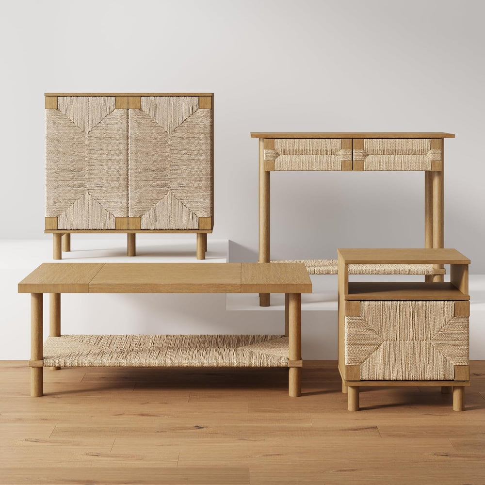 Nathan James Beacon Wooden Sofa Console Table with Drawers, Bohemian Entryway...
