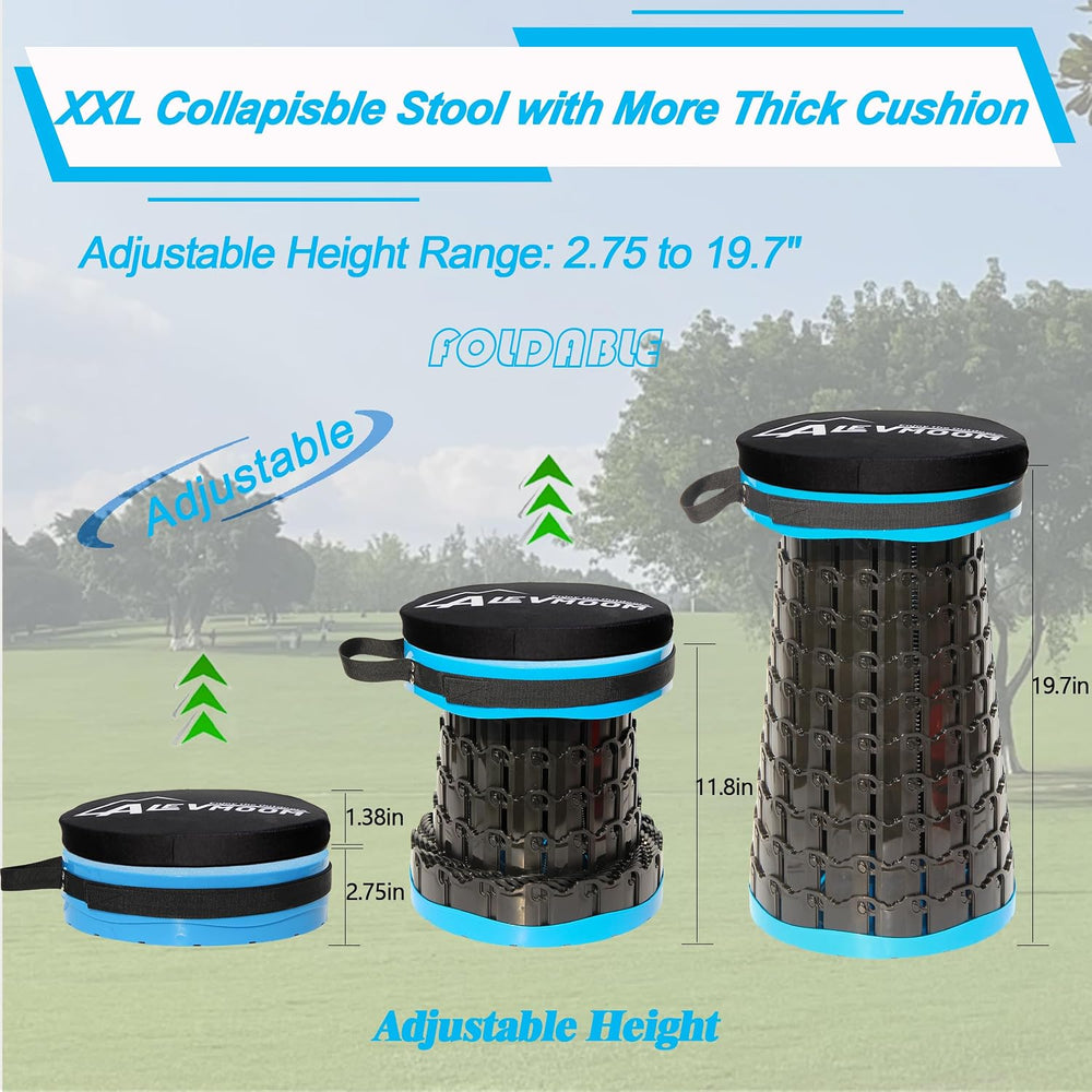 Upgraded XXL Collapsible Stool with Thick Cushion 19.7",1000lbs Max Weig...
