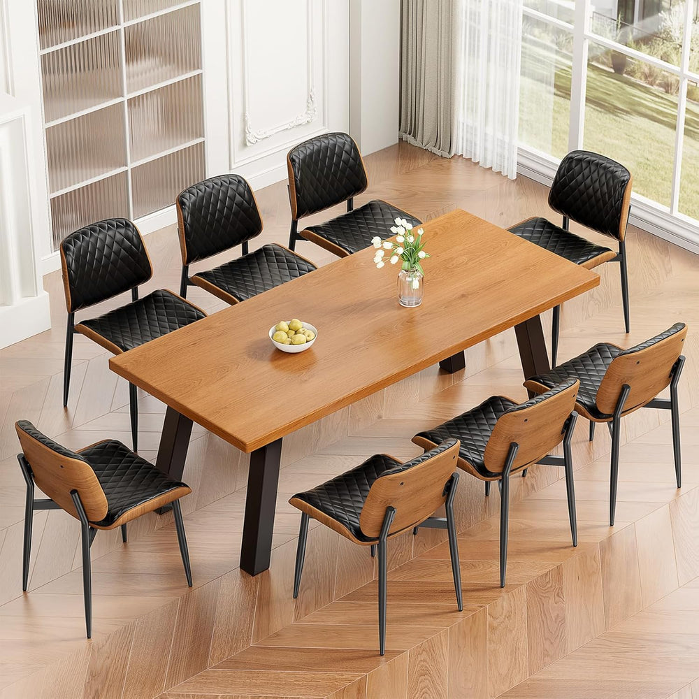 REONEY Dining Chairs Set of 4, Mid-Century Modern Upholstered PU Leather Chai...