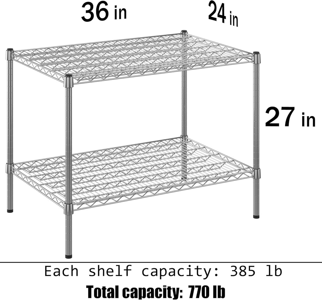 24" Deep x 36" Wide x 27" Height Wire Shelving Kit | 2-Tier | NSF Commercial Storage Rack Unit